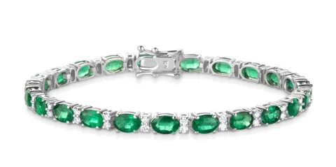 Pulseira riviera com esmeraldas e diamantes