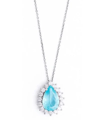 Pingente gota com halo de diamantes