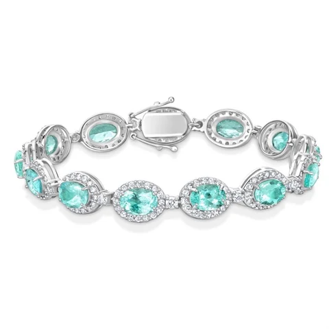 Pulseira de turmalinas com halo de diamantes